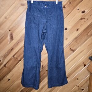 Vintage Seafarer Mens Trousers Utility Jeans 30x28 Blue Denim Bell Bottoms Talon
